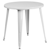 Flash Furniture CH-51090-29-WH-GG 30'' Round Metal Indoor-Outdoor Table in White